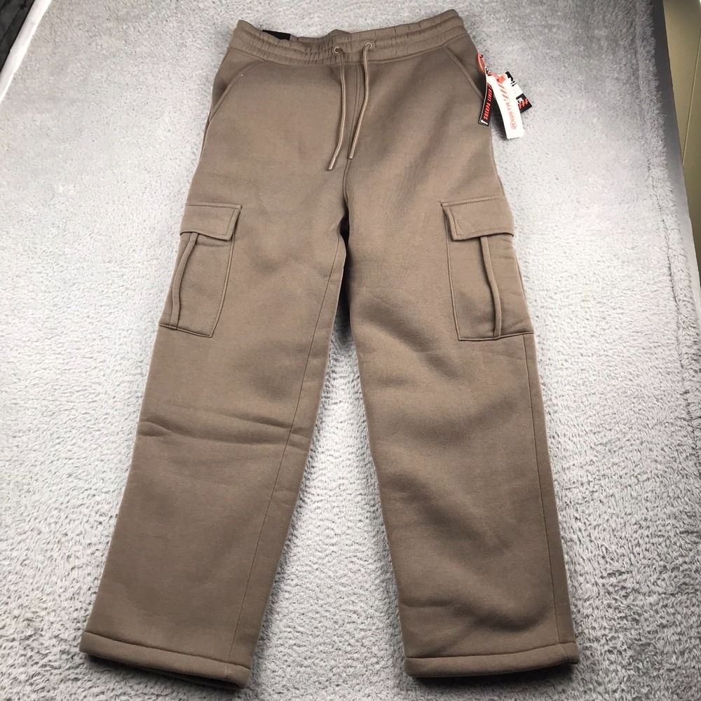 G Star GSTR‎ Sherpa Lined Cargo Sweatpants Mens L Walnut Brown NEW NWT